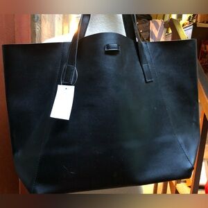 Elegant Black Faux Leather Tote Bag
